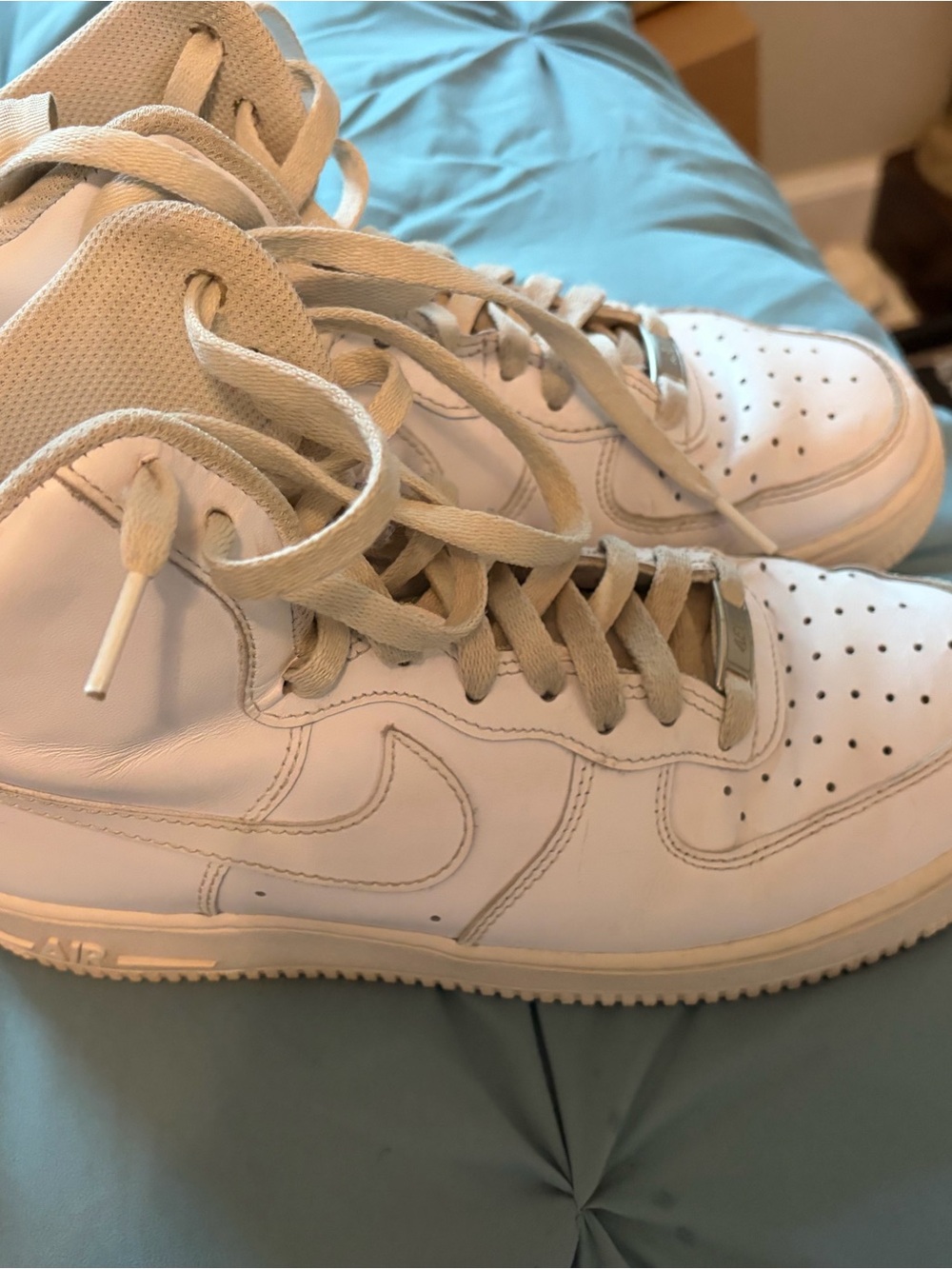 Nike White High-Top Sneakers with Cream Laces